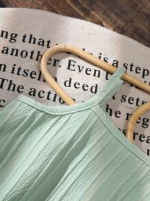 2 件女婴休闲时尚无袖上衣和短裤套装，绿色夏季服装，清爽可爱的春季休闲度假装 - 彩色 - 查看 8