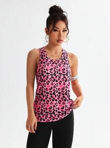 Core Rhythm Leopard Print Relaxed Fit Casual Sports Tank Top - Multicolor - View 5