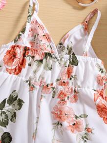 SHEIN 女婴花卉印花休闲度假连体衣 - 彩色 - 查看 3