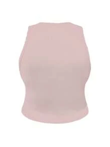 SHEIN Plus Size Simple Solid Color Pink Crop Top, Casual & Versatile - Baby Pink - View 2