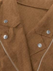 SHEIN LUNE 大码女式休闲百搭街头时尚摩托车风格夹克