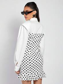 SHEIN X ELOISA & ORSON COSMINA Vestido mini elegante de mujer para fiestas y cócteles con lunares y dobladillo asimétrico, para primavera/verano