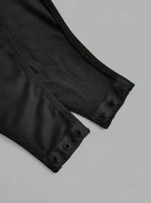 SHEIN EZwear Bộ 2 món/Bộ đồ liền thân hở lưng tay ngắn cho nữ, màu đen và đỏ tía, mặc thường ngày cho mùa hè - Nhiều màu - Xem 8