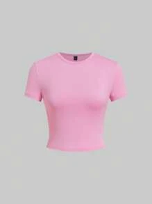 SHEIN EZwear 5pcs/Set Solid Color Basic Slim Fit Short Sleeve T-Shirts - Blue - View 13