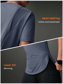 Powerista Plain Crew Neck Short Sleeve Simple Sporty T-Shirt, Casual Everyday Wear Gym Women Shirts