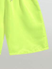 SHEIN 2-częściowy zestaw dla nastolatków, jednolity kolor, luźne spodenki ze ściągaczem w pasie, elastyczne, plażowe