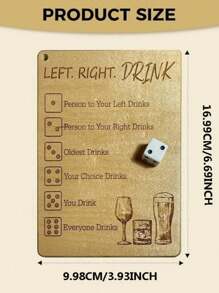 SHEIN 1 Set Left Right Drink Drinking Game, Fun Dice Plates And Dice Bags, Party Drinking Bar Dice Game, Adult Drinking Game Left Right Center, Funny Social And Interactive Board Game For Adults,Christmas - Brown - View 3