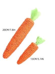PETSIN 2pcs Cat Toys, 1 Large And 1 Small Carrot Shaped Paper Rope Toys - Multicolor - View 3