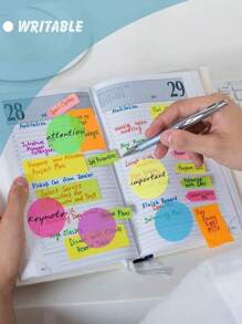 6 Blätter transparente Haftnotizen in bunter Farbe, süße runde klare Haftzettel, durchscheinende Lesezeichen Seitenmarkierer Aufkleber, Accessoires für Bibel-Journaling, ästhetisches Büro- und Schul-Zubehör, Schulanfang