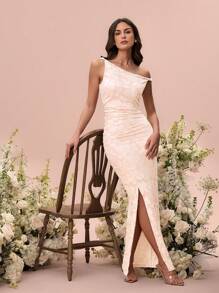 Glamine 女士无袖系带侧开衩拉链性感时尚连衣裙 - 粉色 - 查看 5