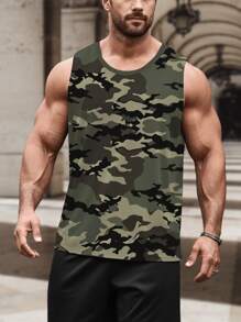 Manfinity LEGND Plus Size Men's Fashionable Camouflage Print Tank Top - Multicolor - View 1