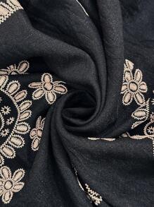 Breezaya Plus Size Embroidered Dress, Casual Holiday Style - Black - View 6
