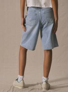 MUSERA Low Rise Longline Jorts Denim Shorts Spring Summer Cute Vacation 90's Y2k Ibiza Festival Concert Streetwear Back To School Fall Autumn Winter Nashville Casual Everyday Office Work  Chic - Baby Blue - View 4