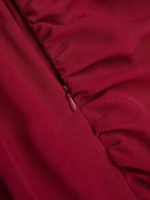 SHEIN MOOSTA Falda de mujer talla grande en color borgoña, estilo vintage retro barroco, cintura alta, bajo bajo, con volantes y capas, para fiestas/estilo bohemio, para primavera/verano, regalo para el Día de San Valentín - Burdeos - Ver 5