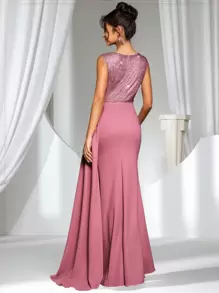 Coutiva Vestido de fiesta elegante con lentejuelas y recortes, vestido de noche estilizador, vestido de invitada de boda, vestido formal