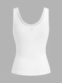 Slaydiva 2 Pieces Casual Minimalist Women V-Neck Camisole, Black And White Back To School - Multicolor - View 4