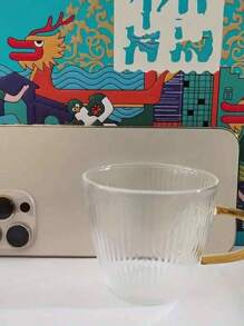 12/6/4/2 件/套垂直条纹锤纹玻璃浓缩咖啡杯带手柄，迷你茶杯和咖啡杯，适合家庭和餐厅使用 - 無色 - 查看 9