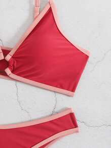 Vacation Beach Contrast Trim Bikini Set For Summer - Multicolor - View 6