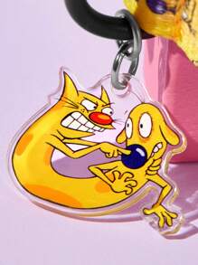 Nick 90s X SHEIN 90s Fashionable Cartoon Print Adjustable Pet Collar, With A Leash Hook, The Collar Is Adjustable In Length. Available In S/L Sizes, Suitable For Pets Of Various Body Types, For Cats And Dogs
