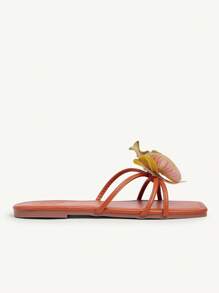 CUCCOO CHICEST Giày sandal đế bằng khóa kim loại thời trang màu đỏ cho nữ - màu nâu - Xem 3