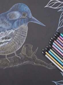 Set de 12 lápices de colores metálicos para arte, bocetos y dibujos - Multicolor - Ver 7