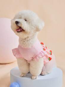 PETSIN Pink Strawberry Mesh Fluffy Princess Pet Dress - Multicolor - View 3