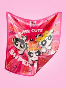 THE POWERPUFF GIRLS X SHEIN 女士 1 件装花朵、泡泡、毛茛印花方形围巾