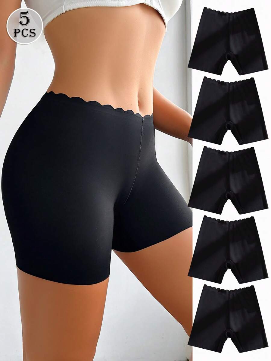 5pcs/Pack Women Seamless Hipster Panties - Black - View 1