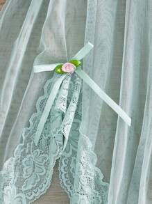 FairyFlirt Đầm ngủ Babydoll ren lưới gợi cảm cho nữ có viền hoa và xẻ tà khi đi chơi - màu xanh lá - Xem 3