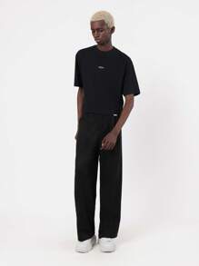 SUMWON Streetwear Oversized Cotton T-Shirt Urban Fashion Logo Back Print Athletic Casual Boxy Fit Crewneck Summer Spring Festival Tee - Black - View 5