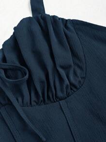 Sweetra 纯色系带露背收腰吊带连衣裙 酒红色女装