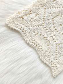 Elenzga Women's Summer Hollow Knitted Tie Front Cover Up, Casual Beach Cover Up