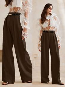 Anewsta 女式现代时尚简约阔腿西装裤，春夏