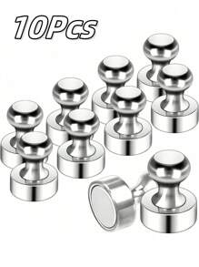 10Pcs Fridge Magnets For Whiteboard, Refrigerator Magnets, Fridge Magnets Adult, Small Push Pin Magnets For Whiteboard, Fridge, Office, Classroom And Map Magnets Silver, Home Decor, Wall Decor, Office Decor, Room Decor, Kitchen Decor, Bedroom Decor, Room Decoration Stuff, Home Decor Items