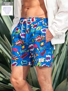 Surfspeed Pantaloni scurți de plajă uni și casual pentru bărbați, la modă și potriviți pentru purtarea zilnică - Albastru - Vizualizare 1