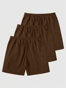 Manfinity Homme Plus Size Men's Drawstring Waist Loose Pocket Casual Shorts - Brown - View 2