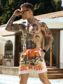 Manfinity VDAYZ Eenvoudige, modieuze, casual strandshorts voor heren, dagelijkse kleding