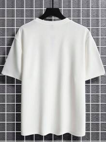 Manfinity Homme 大码男式纯色拼布正面纽扣休闲短袖 T 恤