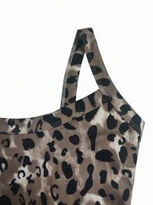 INAWLY Women's Leopard Print Strappy Backless Sleeveless Bodysuit - Brown - View 4