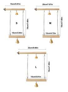 SHEIN 1pc Double-Decker Wooden Parrot Stand With Bell Swing
