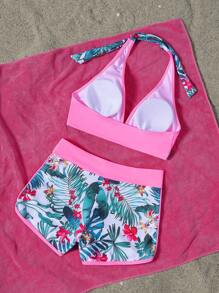 SHEIN Swim Women's Random Print Bikini Swimsuits, Beach & Summer Outfits - Pink - View 2