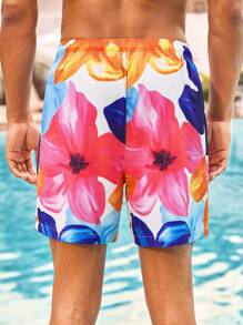 Manfinity VDAYZ 男士简约前系带印花沙滩短裤，休闲度假