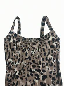 INAWLY Women's Leopard Print Strappy Backless Sleeveless Bodysuit - Brown - View 5