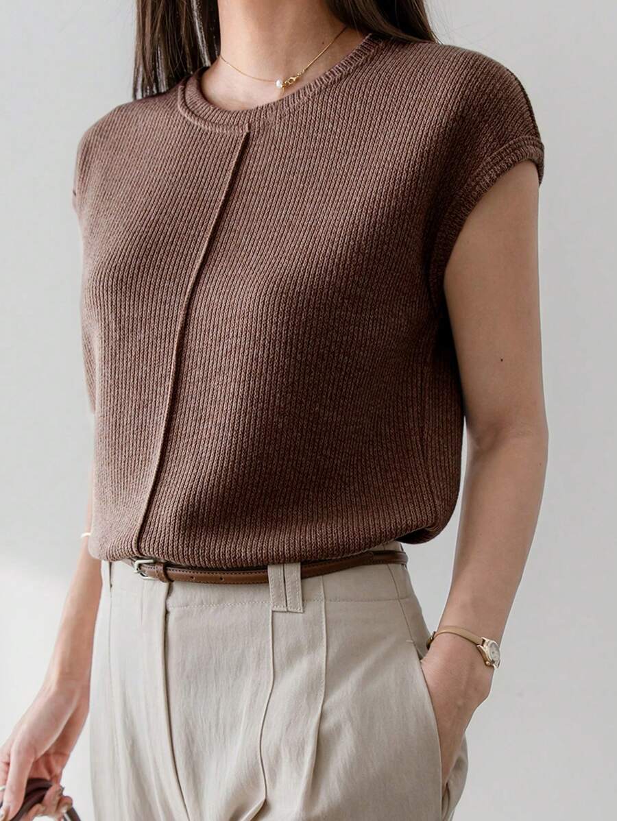 Dazy-Less 女士T恤 - 巧克力棕 - 查看 1