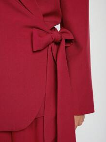 COSMINA Women's Elegant Red Tied Suit Jacket, Spring/Summer - Red - View 7