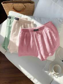 Comfortcana 3 件装平纹编织阔腿休闲短裤，适合日常穿着