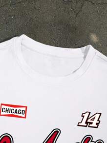 Manfinity EMRG Men's Letter Print Crew Neck Short Sleeve Casual T-Shirt And Drawstring Waist Shorts Set