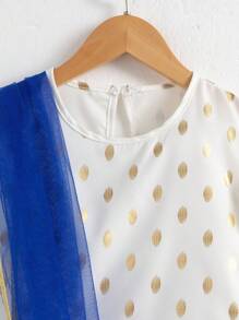 Conjunto de 2 piezas para niña preadolescente que incluye top con volantes de lentejuelas y falda midi con estampado floral retro, además de un pañuelo, adecuado para festivales, fiestas y reuniones