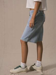 MUSERA Low Rise Longline Jorts Denim Shorts Spring Summer Cute Vacation 90's Y2k Ibiza Festival Concert Streetwear Back To School Fall Autumn Winter Nashville Casual Everyday Office Work  Chic - Baby Blue - View 3