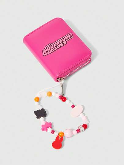 The Powerpuff Girls | ROMWE Portefeuille court mignon avec motif des Powerpuff Girls Blossom, Bubbles et Buttercup en rose